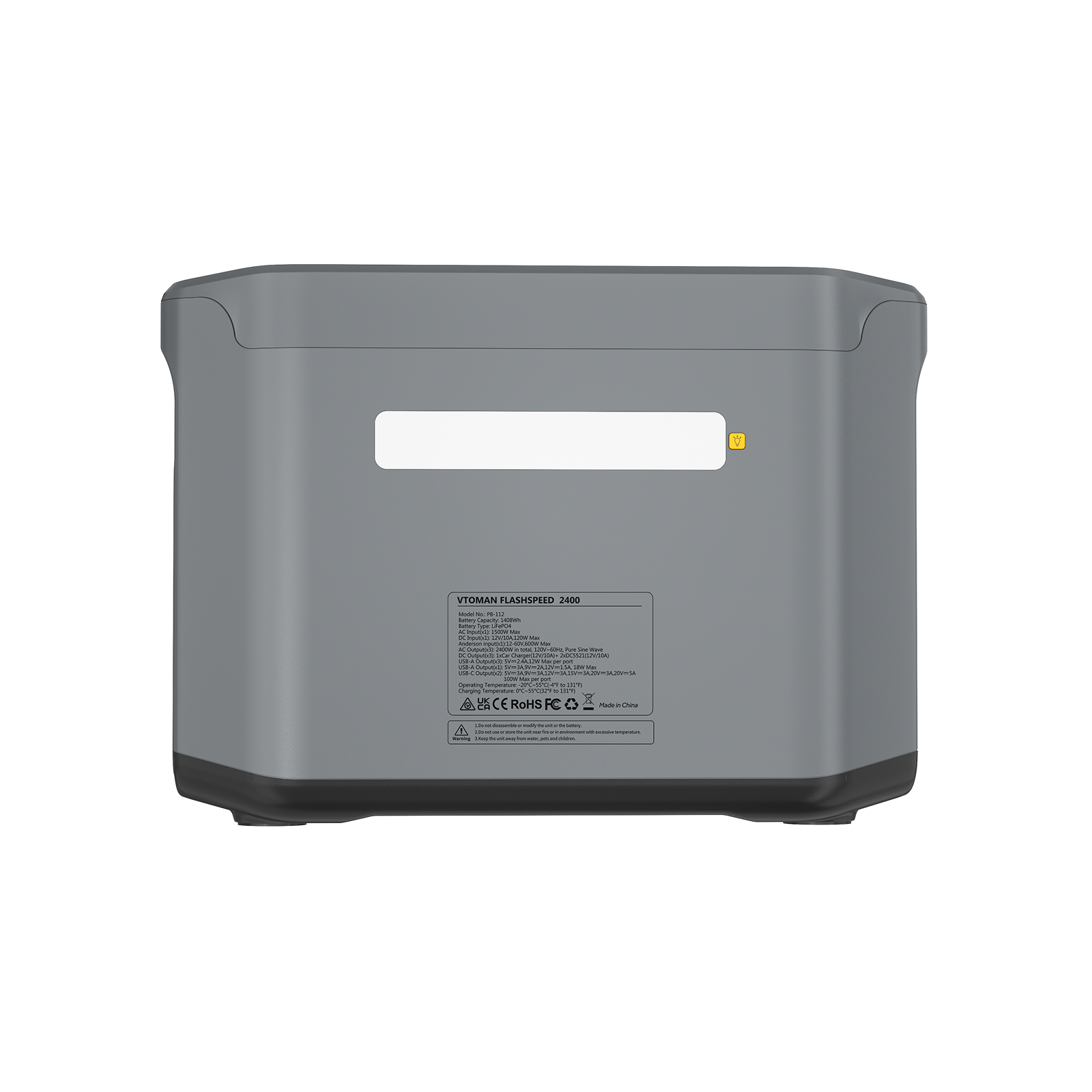 VTOMAN FlashSpeed2400 Power Station back parameter