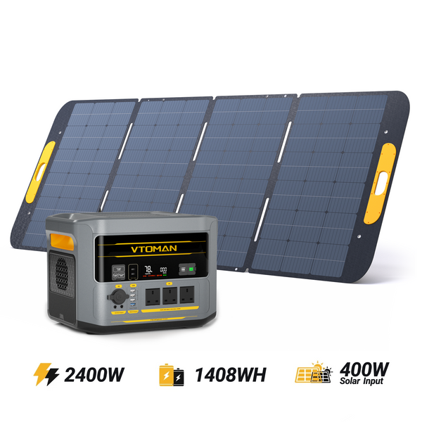 VTOMAN FlashSpeed 2400 with 400w solar panel – UK.VTOMAN