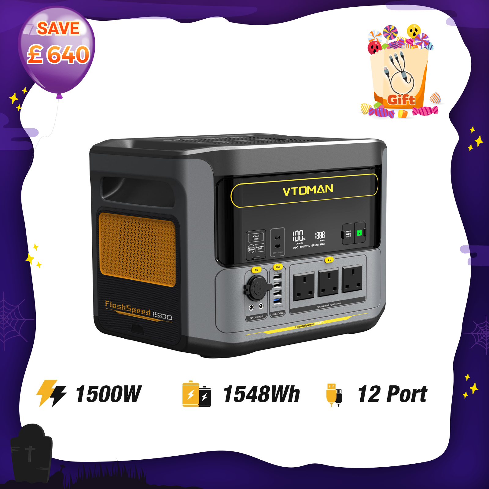 VTOMAN FlashSpeed 1500 Portable Power Station